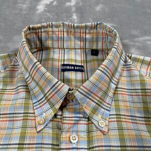 Gitman Bros Shirt Large Plaid Short Sleeve Button Down Casual USA Made Cotton